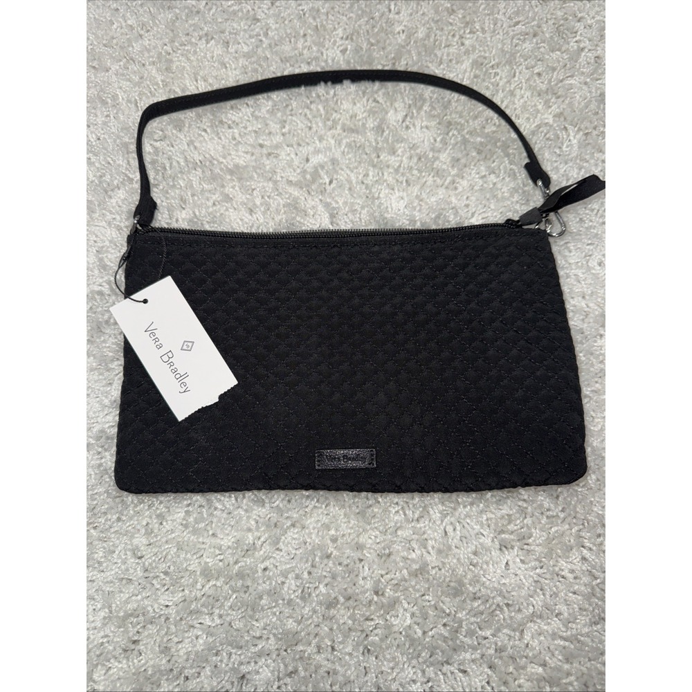 Vera Bradley quilted wristlet / small shoulder clutch in solid black
